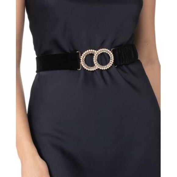 INC Black Velvet Stretch Belt Size S/M - Picture 1 of 3